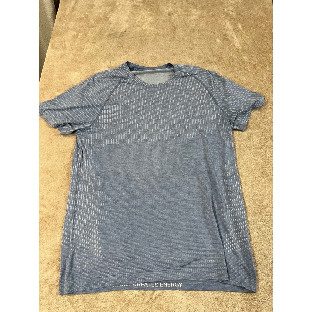 Lululemon Metal Vent Tech Shirt Men's L Blue Nylon Recycled Polyester S/S EUC